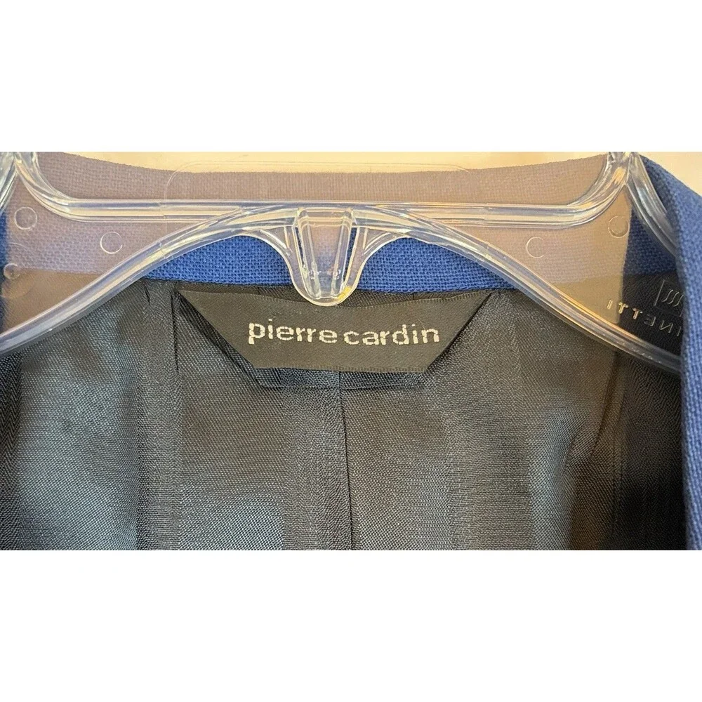 VTG PIERRE CARDIN Blazer Men 44 Royal Blue Single Breasted 2 Button Gold Accent